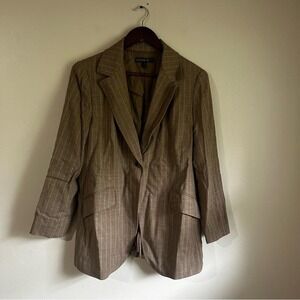 LAFAYETTE 148 NEW YORK Womens Pinstripe Blazer Jacket Size 12 Brown